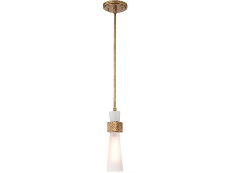 Lucas McKearn Kristy 1-Light Distressed Gold Cylinder Mini Pendant