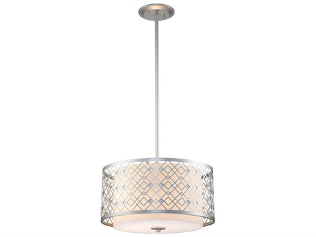 Lucas McKearn Ziggy 2-Light Laquered Silver Glass Drum Pendant