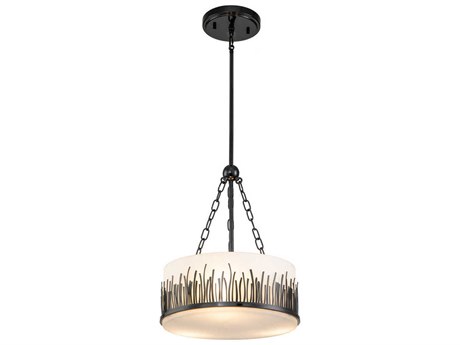 Lucas McKearn Sawgrass 2-Light Matte Black Glass Drum Pendant