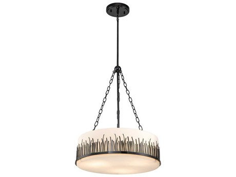 Lucas McKearn Sawgrass 3-Light Matte Black Glass Drum Pendant