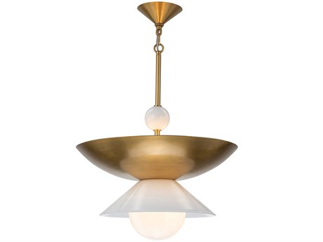 Lucas McKearn Saucer 3-Light 1-Light Aged Brass Bowl Globe Pendant