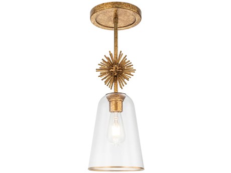 Lucas McKearn Staring 1-Light Distressed Gold Mini Pendant