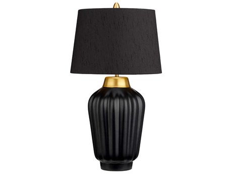Lucas McKearn Bexley Brass Black Faux Linen Table Lamp