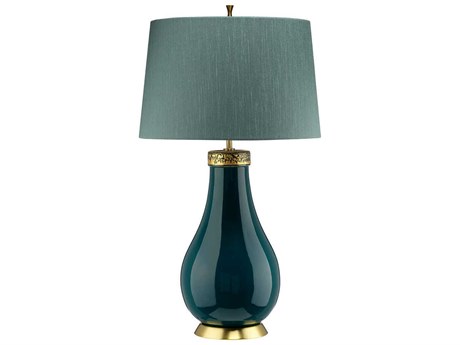 Lucas McKearn Havering Azure Turquoise Shale Green Faux Linen Buffet Lamp