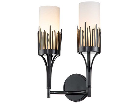Lucas McKearn Sawgrass 2-Light Matte Black Glass Wall Sconce