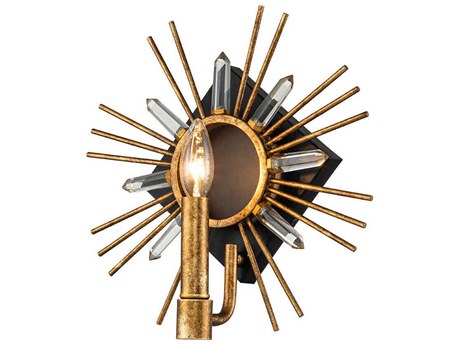Lucas McKearn Sun King 1-Light Gold Leaf Crystal Wall Sconce