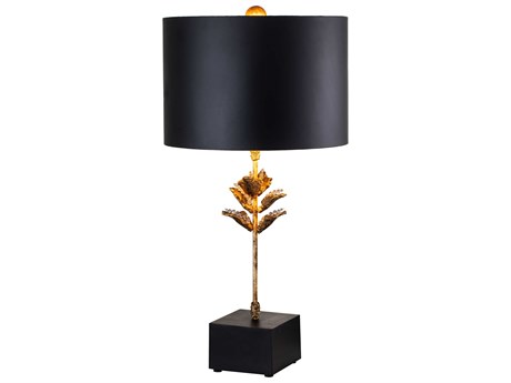 Lucas McKearn Camilia Antique Gold White Linen Buffet Lamp