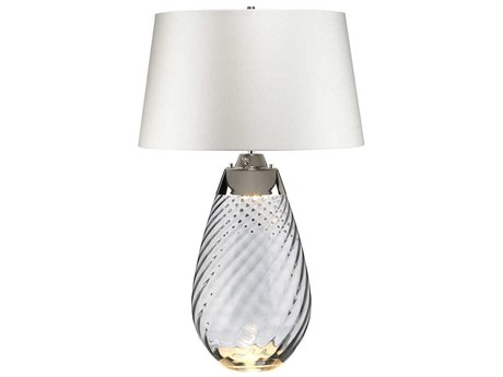 Lucas McKearn Lena Smoke Gray Glass Buffet Lamp with Off White Shade