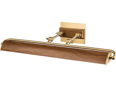 Lucas McKearn Winchfield 4-Light Aged Brass Oak Wood Picture Light