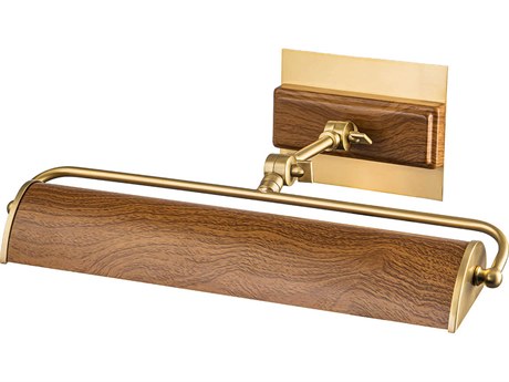 Lucas McKearn Winchfield 2-Light Aged Brass Oak Wood Picture Light