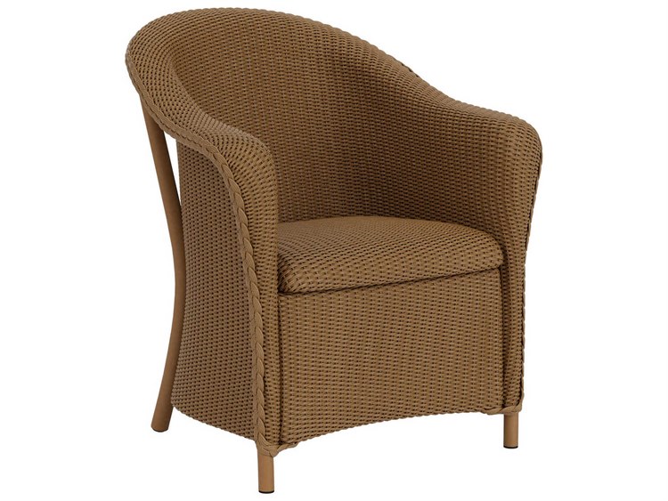Lloyd Flanders Reflections Wicker Patio Dining Arm Chair with Padded Seat