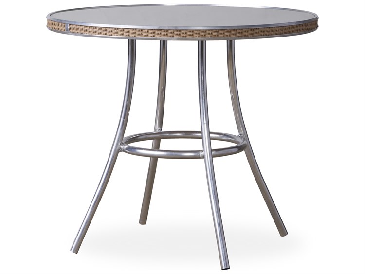 Lloyd Flanders All Seasons Wicker 33'' Round Taupe Glass Top Bistro Table