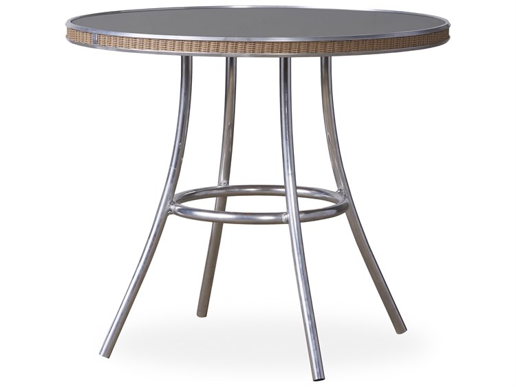 Lloyd Flanders All Seasons Wicker 33'' Round Charcoal Glass Top Bistro Table
