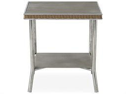 Lloyd Flanders Visions Wicker 20'' Square Taupe Glass End Table