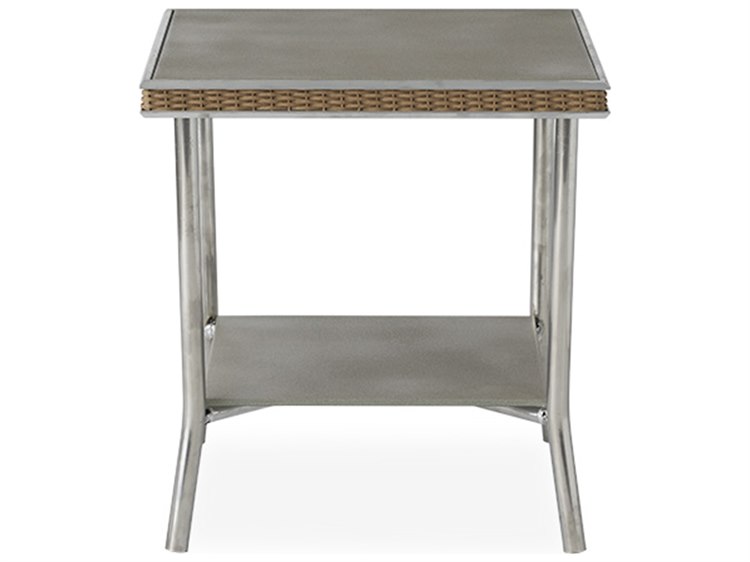 Lloyd Flanders Visions Wicker 20'' Square Taupe Glass End Table