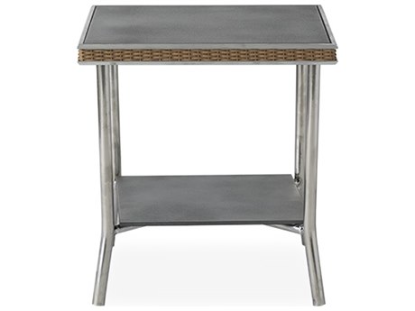 Lloyd Flanders Visions Wicker 20'' Square Charcoal Glass End Table