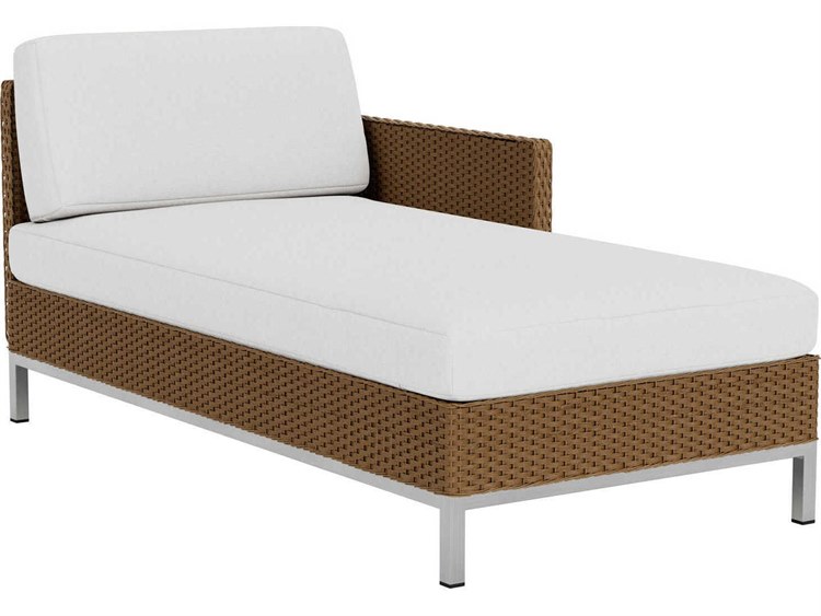 Lloyd Flanders Elements Steel Wicker Left Arm Patio Chaise Lounge