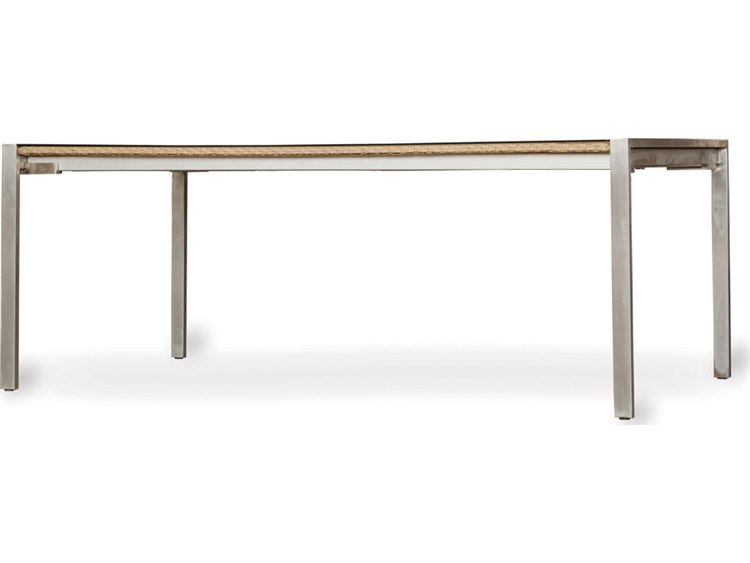 Lloyd Flanders Elements Steel Wicker 71'' x 42'' Rectangular Lay-On Glass Top Dining Table