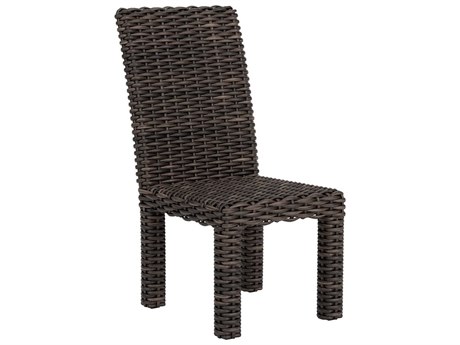 Lloyd Flanders Largo Vintage Oak Wicker Outdoor Patio Dining Side Chair