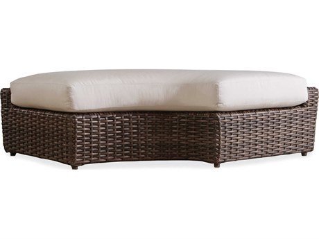 Lloyd Flanders Largo Vintage Oak Wicker Cushion Outdoor Patio Bench