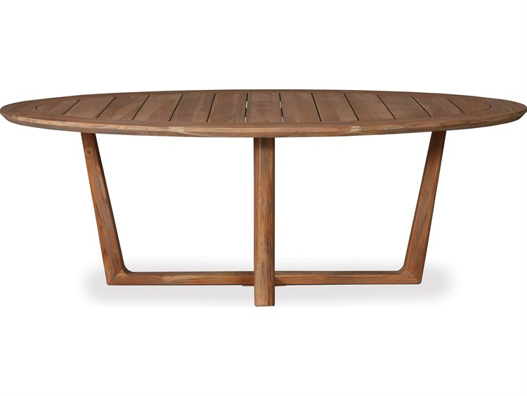 Lloyd Flanders Teak 84''W x 52''D Oval Dining Table