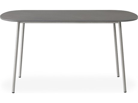 Lloyd Flanders Elevation Stainless Steel 42''W x 24''D Oval Light Gray Corian Top Coffee Table