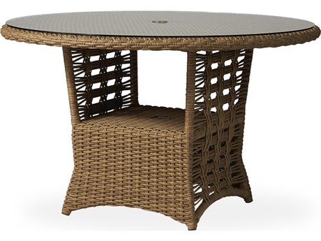 Lloyd Flanders Magnolia Wicker Round Patio Dining Table with Umbrella Hole