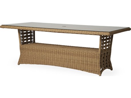Lloyd Flanders Magnolia Wicker Rectangular Outdoor Dining Table with Umbrella Hole