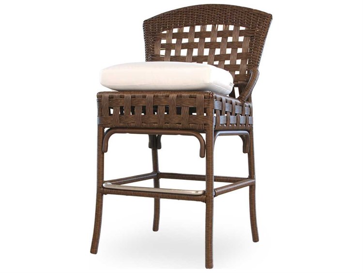 Lloyd Flanders Haven Tobacco Vinyl Wicker Cushion Patio Counter Stool