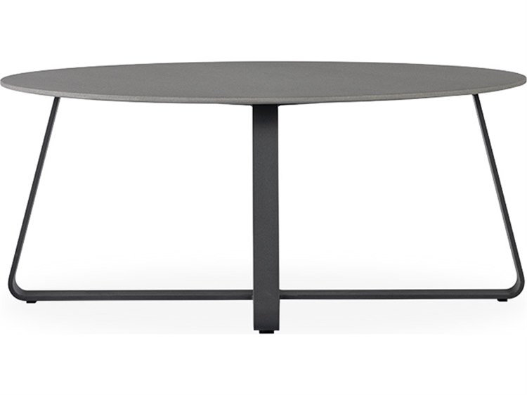 Lloyd Flanders Universal Accessories Aluminum 42''W x 24''D Oval Light Gray Corian Top Coffee Table