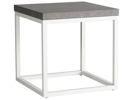 Lloyd Flanders Universal Accessories Aluminum Square Matt White Frame and Gray Ceramic top