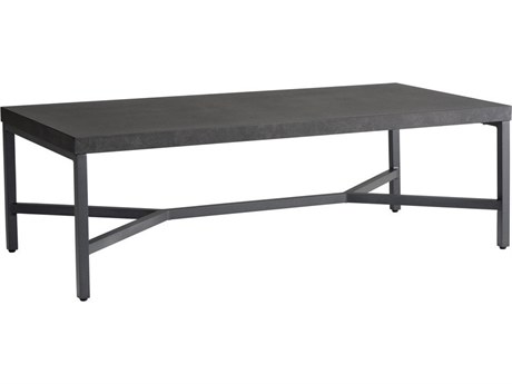 Lloyd Flanders Universal Accessories Aluminum Rectangular Cocktail Table with Matte Anthracite frame and Black Ceramic top