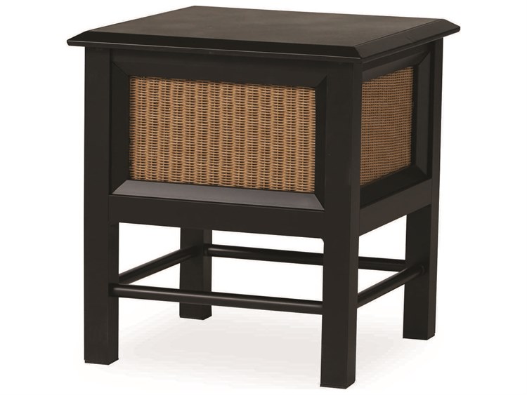 Lloyd Flanders All Seasons Aluminum Wicker Square Glass Top Outdoor End Table