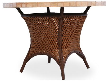 Lloyd Flanders Grand Traverse Wicker 42'' Round Stone Dining Table with Umbrella Hole