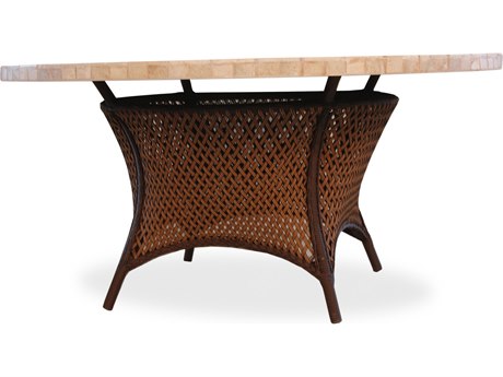 Lloyd Flanders Grand Traverse Wicker 60'' Round Stone Dining Table with Umbrella Hole