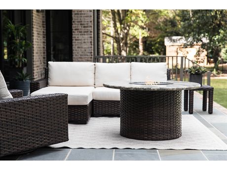 Lloyd Flanders Contempo Wicker Sectional Firepit Lounge Set