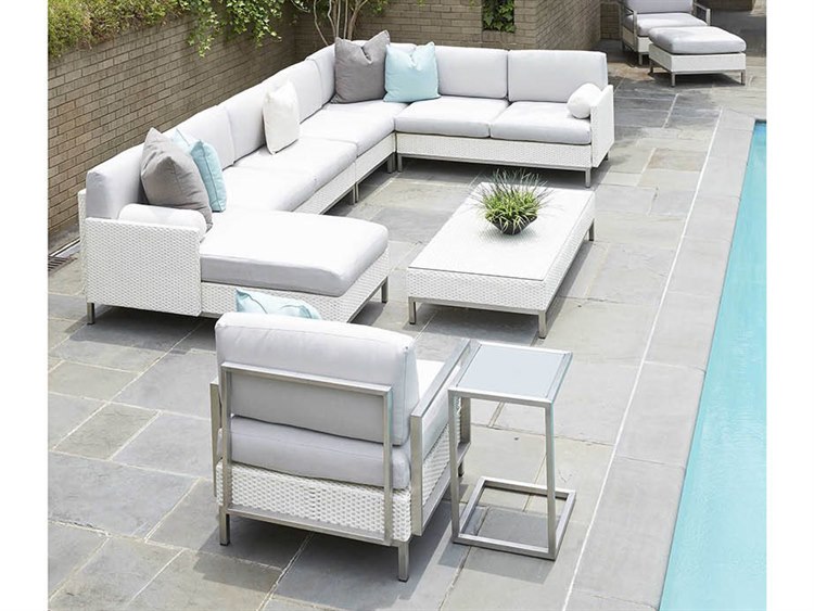 Lloyd Flanders Elements Steel Wicker Sectional Outdoor Patio Lounge Set