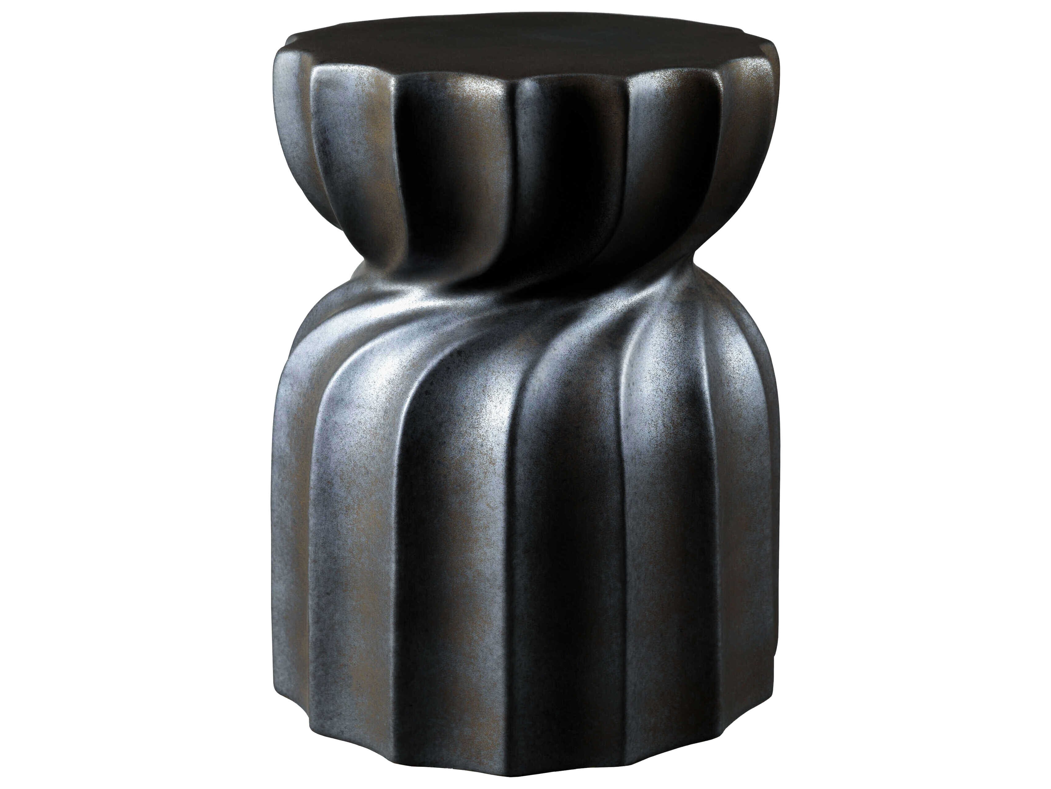Livabliss by Surya Outdoor Alexia Charcoal Ceramic Round End Table