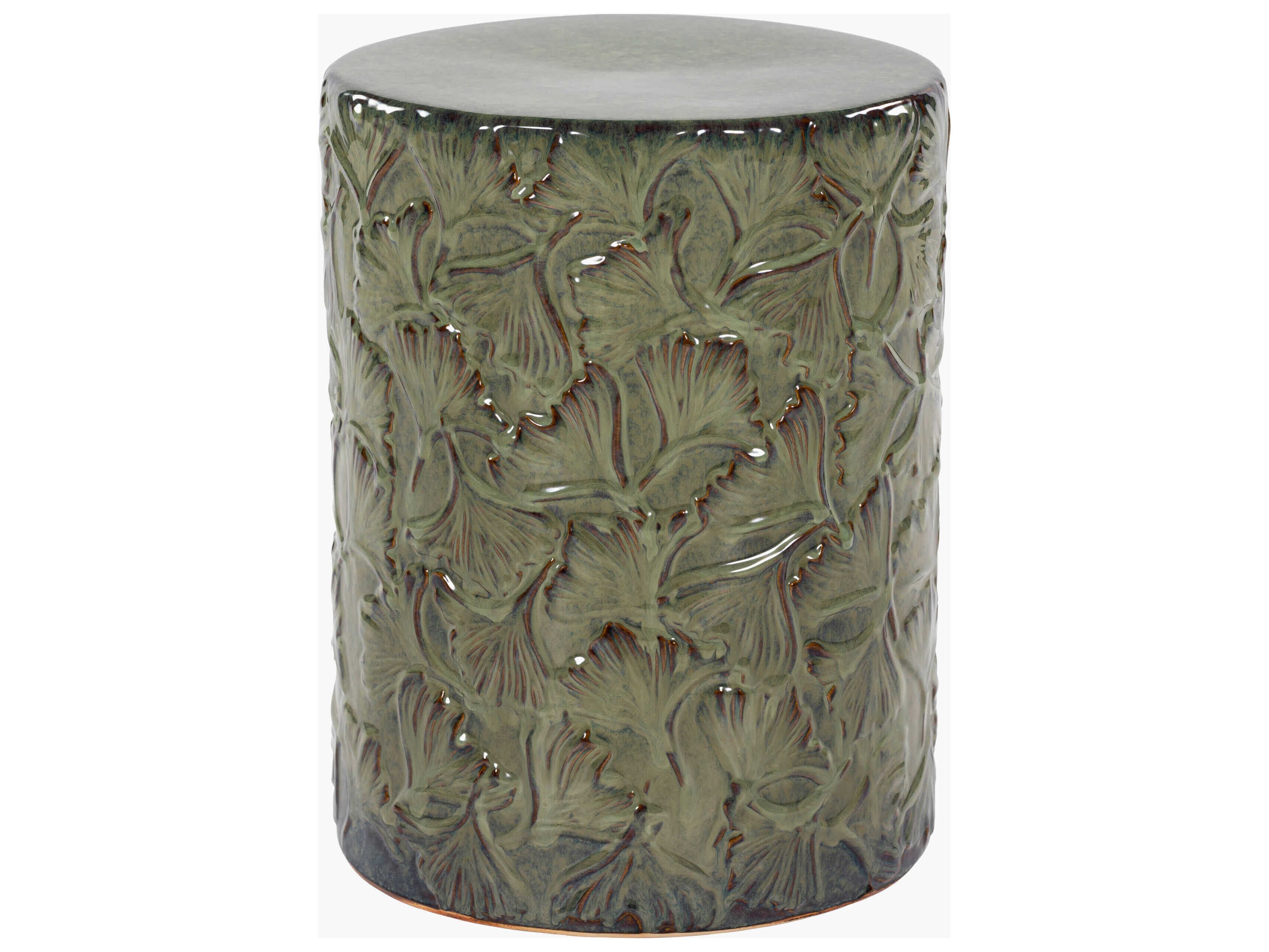 Livabliss by Surya Outdoor Bishop Green Ceramic Round End Table