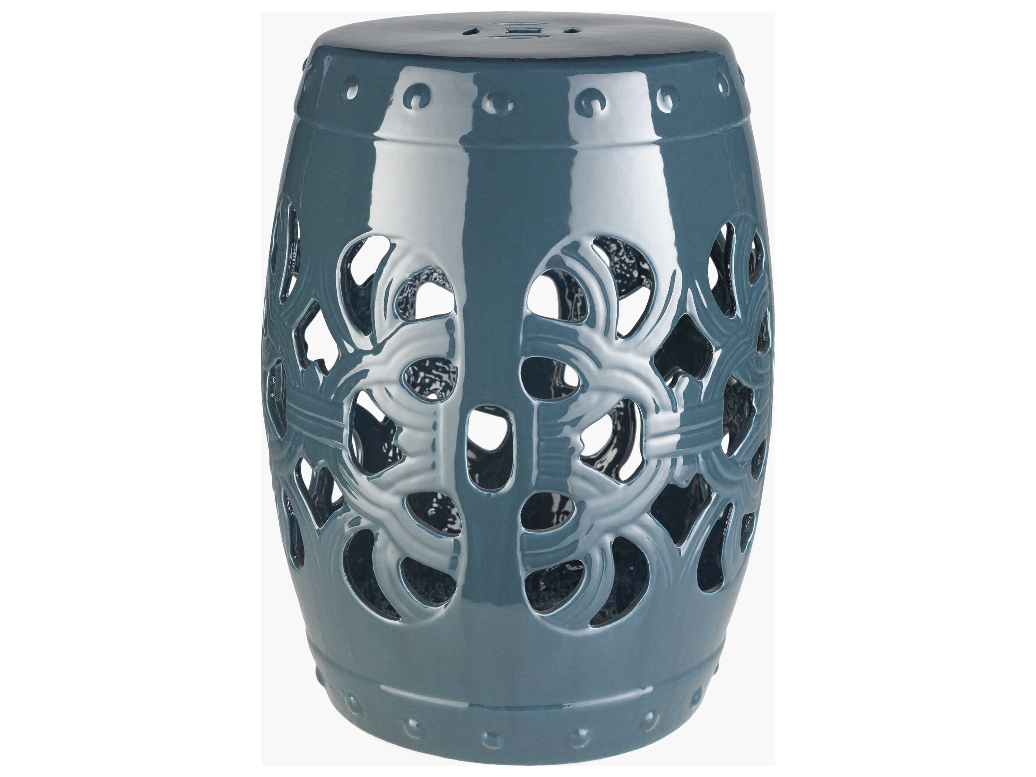 Livabliss by Surya Outdoor Brinnon Teal Ceramic Round End Table