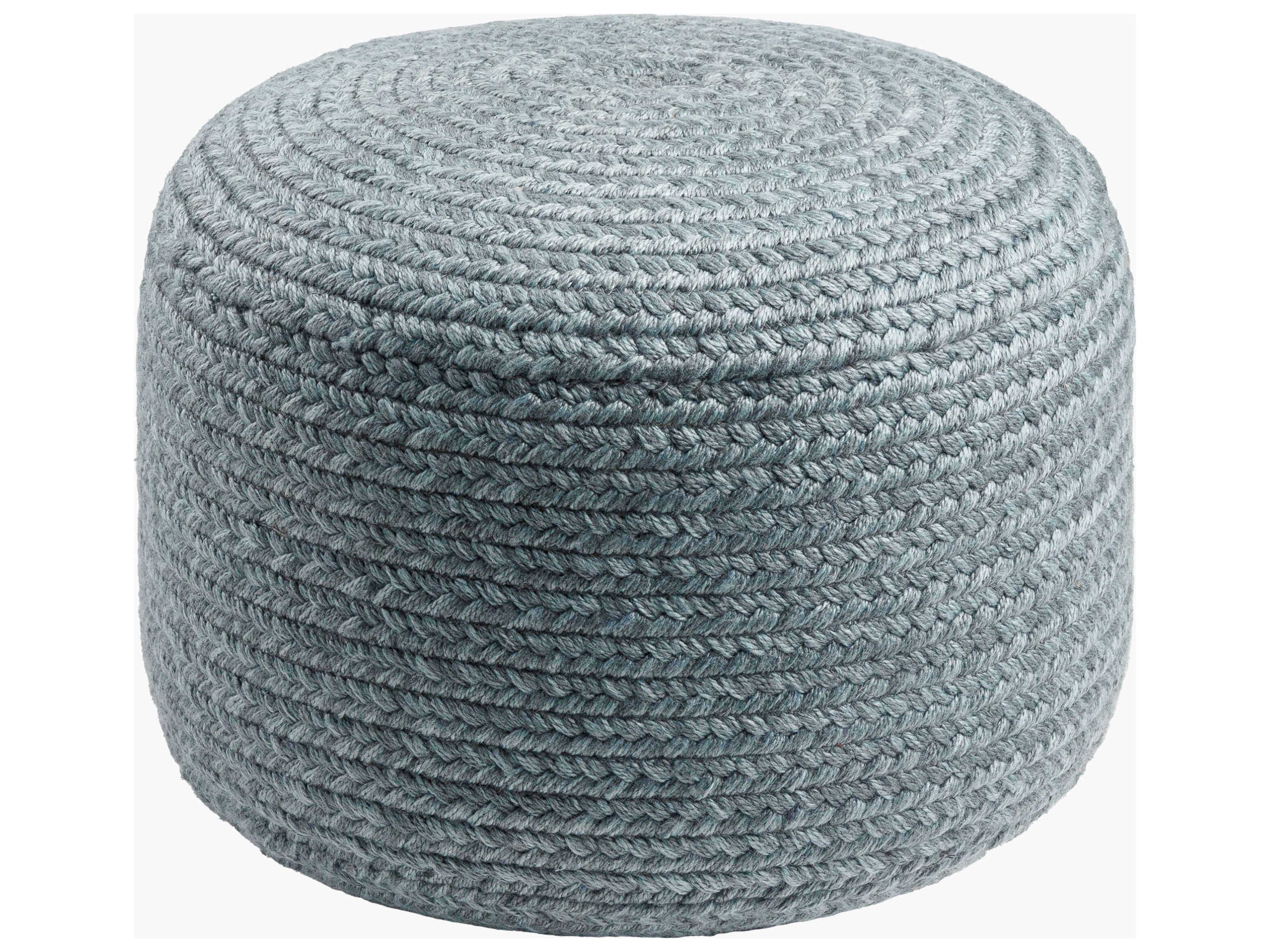 Livabliss by Surya Outdoor Entwined Dusty Sage Recycled Plastic Cushion Pouf