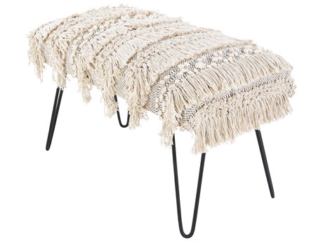 Livabliss by Surya Adilah Cream Black Upholstered Accent Bench