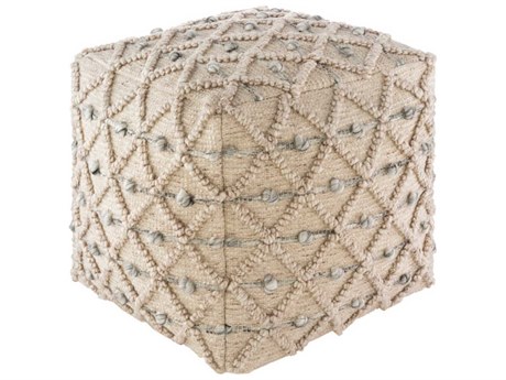 Livabliss by Surya Anders Light Gray Charcoal White Khaki Brown Upholstered Ottoman