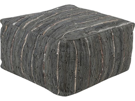 Livabliss by Surya Anthracite Dark Green Sage Gray Upholstered Ottoman