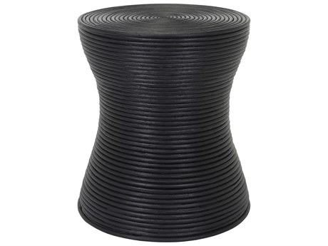 Livabliss by Surya Balinese Round Wicker Black End Table