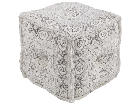 Livabliss by Surya Daveed White Charcoal Gray Upholstered Ottoman