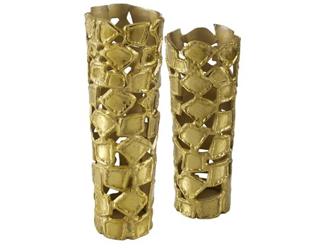 Livabliss by Surya Achaean Metallic Brass Vase (Set of 2)