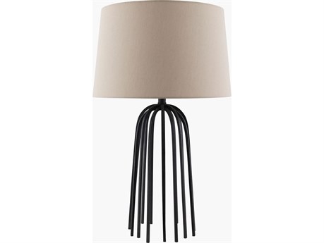 Livabliss by Surya Fermo Painted Black White Linen Buffet Lamp