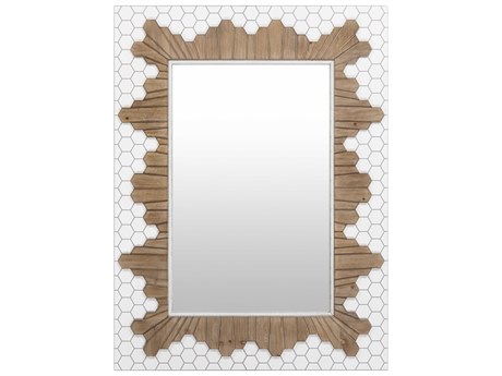 Livabliss by Surya Genaro Hand Painted White Rectangular Wall Mirror