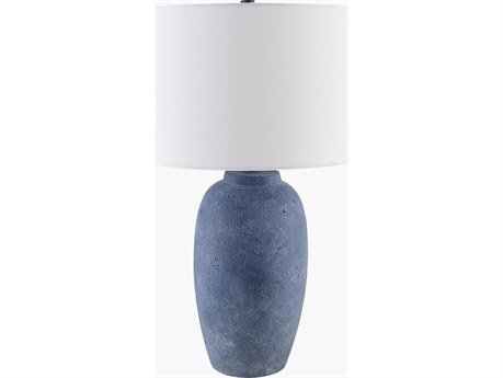 Livabliss by Surya Gasius Painted Blue White Linen Buffet Lamp